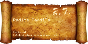 Radics Tamás névjegykártya